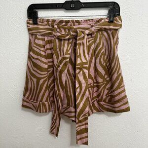 Christy Lynn Rose Zebra Shorts 100% Linen Pockets Paperbag Women’s Lined‎ Size 4